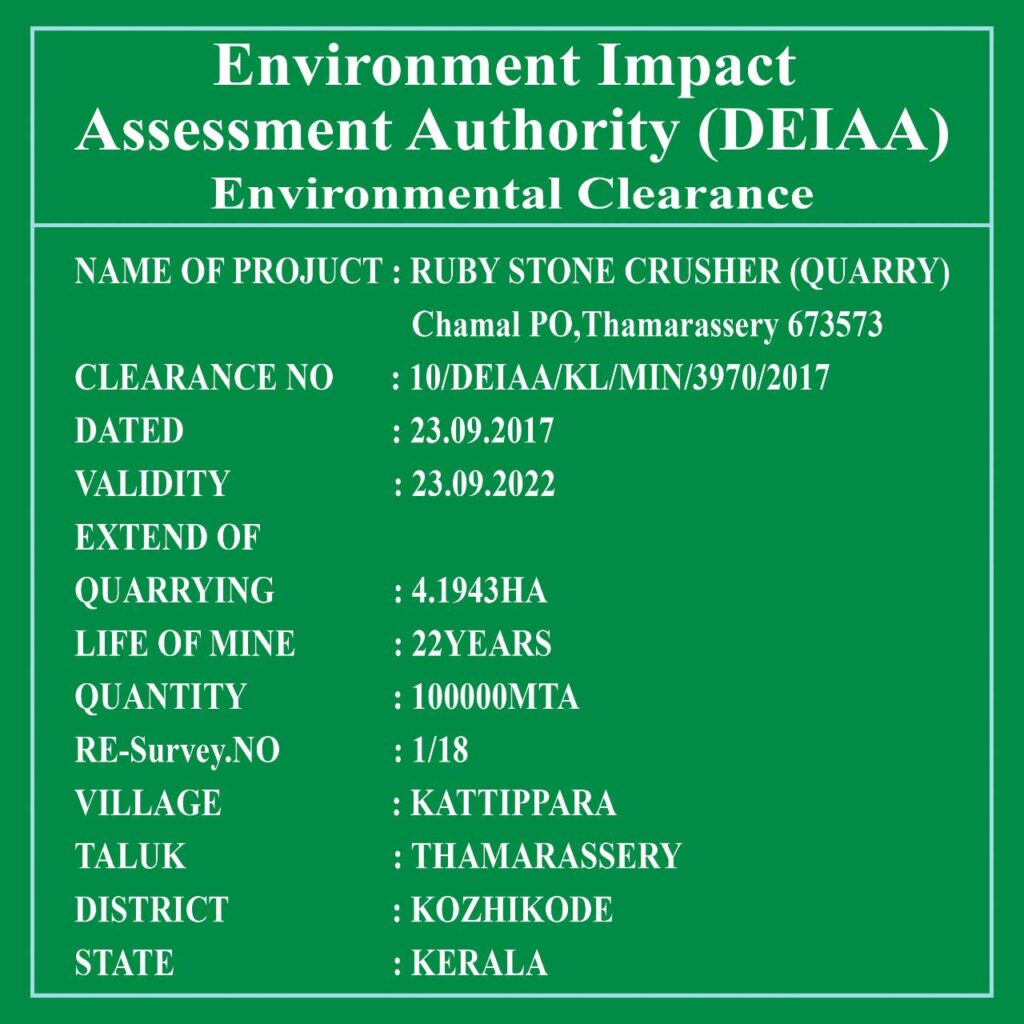 Environment impact assessment ruby stone crusher